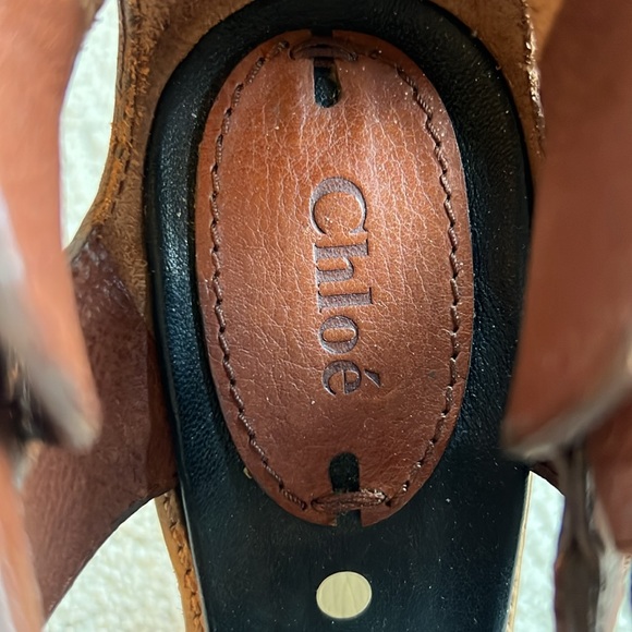 CHLOE Wooden Platform High Heel Cognac
Leather Criss Cross Sandal EU 38 - Picture 8 of 16